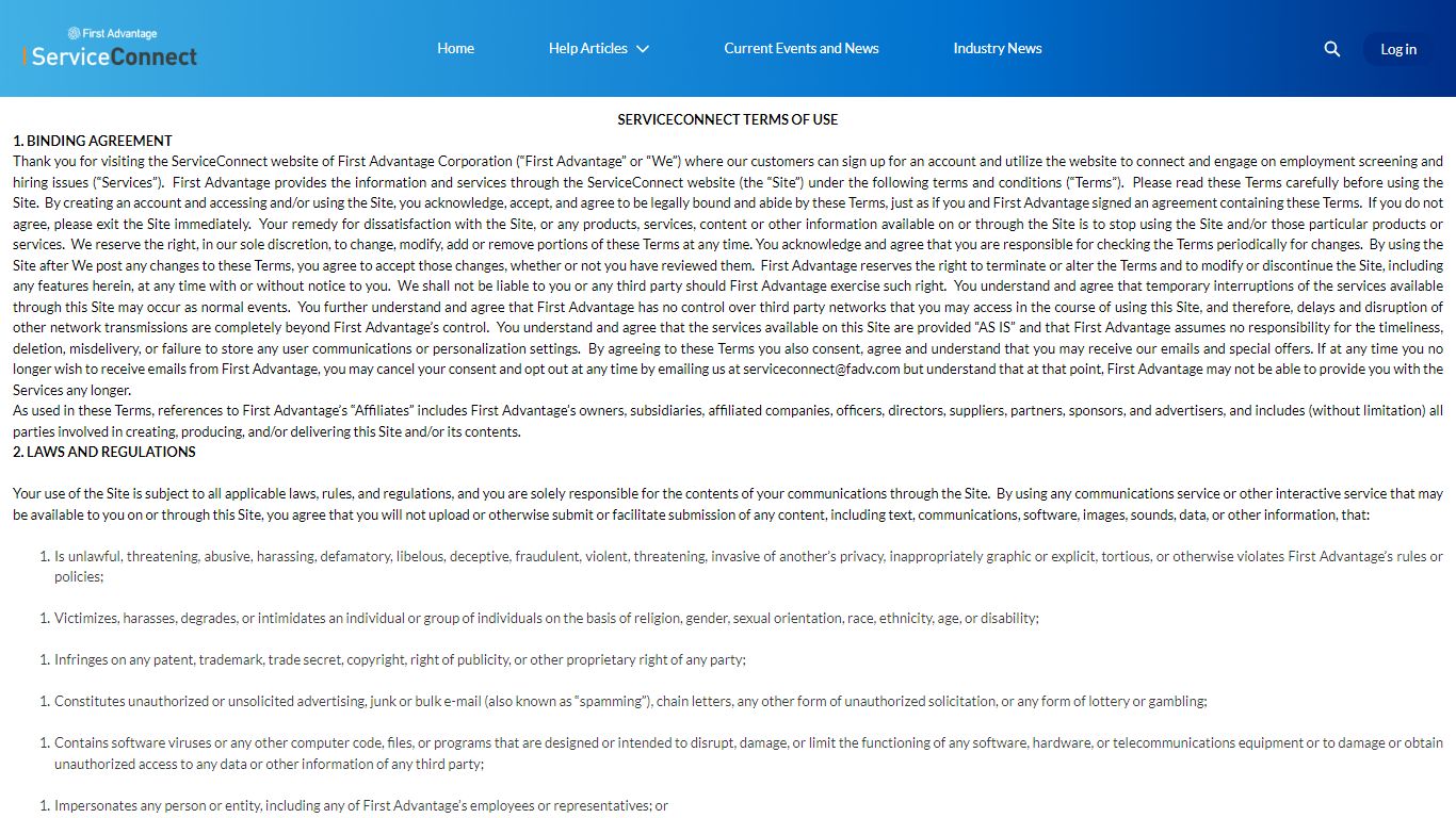 Terms and Conditions - serviceconnect.fadv.com